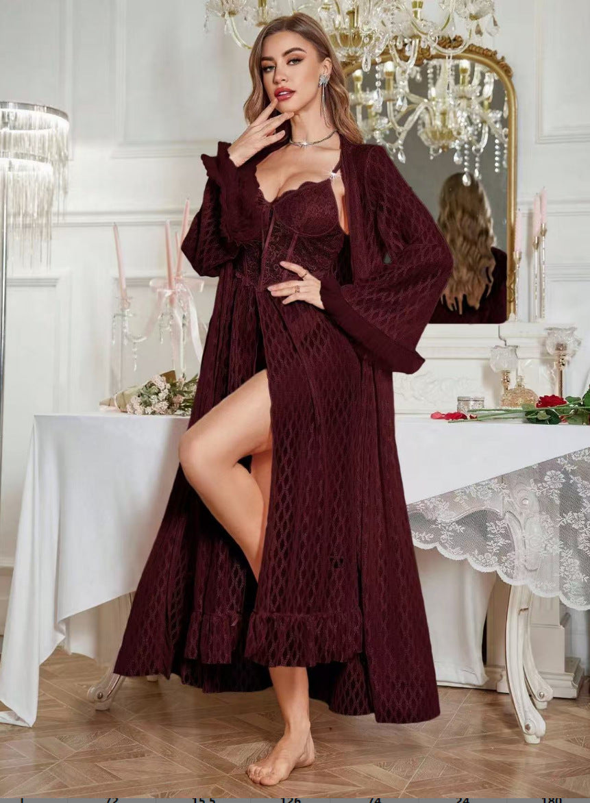 Sexy Slip Nightdress Dress Sexy Lace Casual Lingerie Pajamas Slit Internet Celebrity Maxi Dress Robe Bella Mia