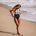 Long Sleeve One Piece Swimsuit Women Surfing Suit Integrated Multi Color Mosaic Zipper Bella Mia