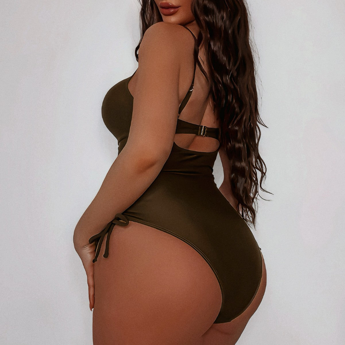 Bikini Bikini Brown Cutout Strap One Piece Swimsuit Bella Mia