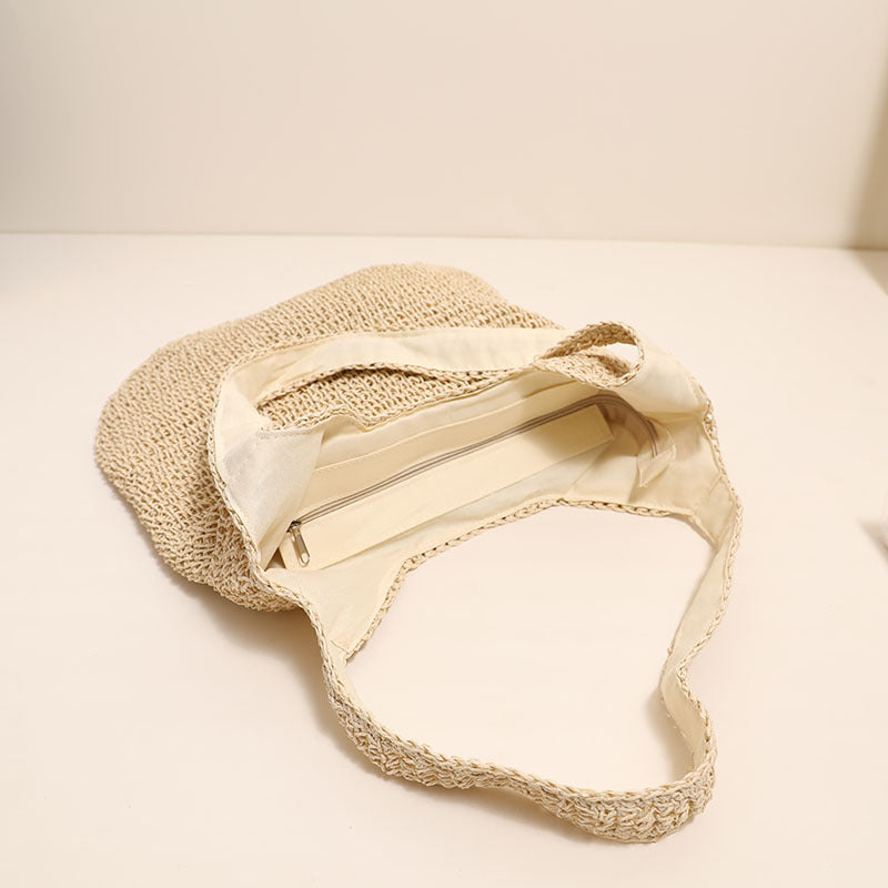 Large Capacity Shoulder Straw Bag Simple Straw Bag Woven Bag Vacation Beach Bag Casual Women Bag Bella Mia