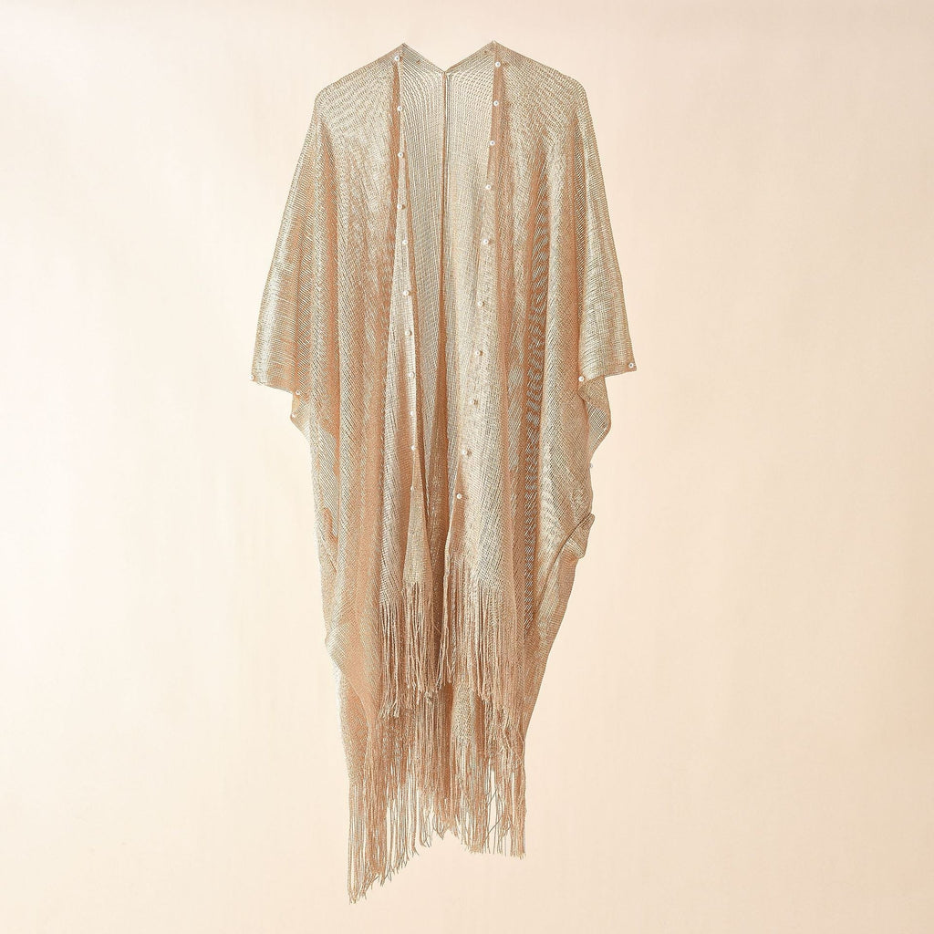 Street Spring Summer Sun Protection Solid Color Pearl Tassel Cardigan Shawl Bella Mia