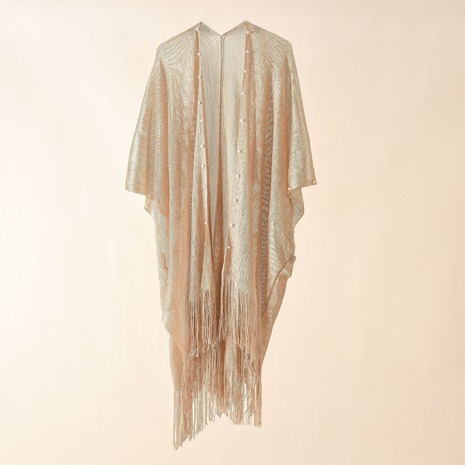 Street Spring Summer Sun Protection Solid Color Pearl Tassel Cardigan Shawl Bella Mia
