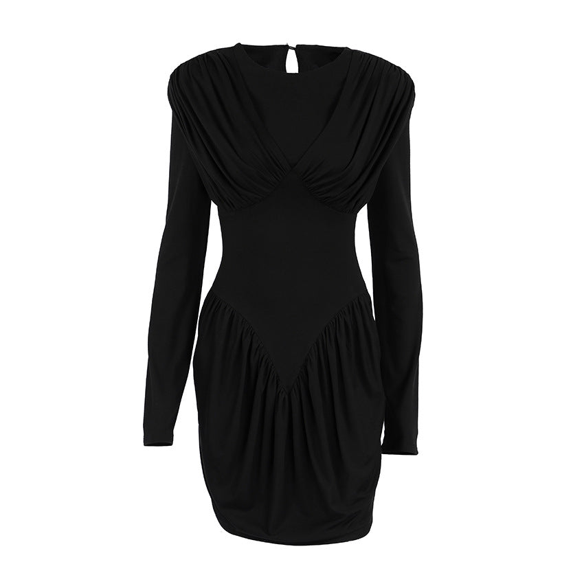 Niche Black Elegant Dress Slim Waist Spring Women Clothing Bella Mia