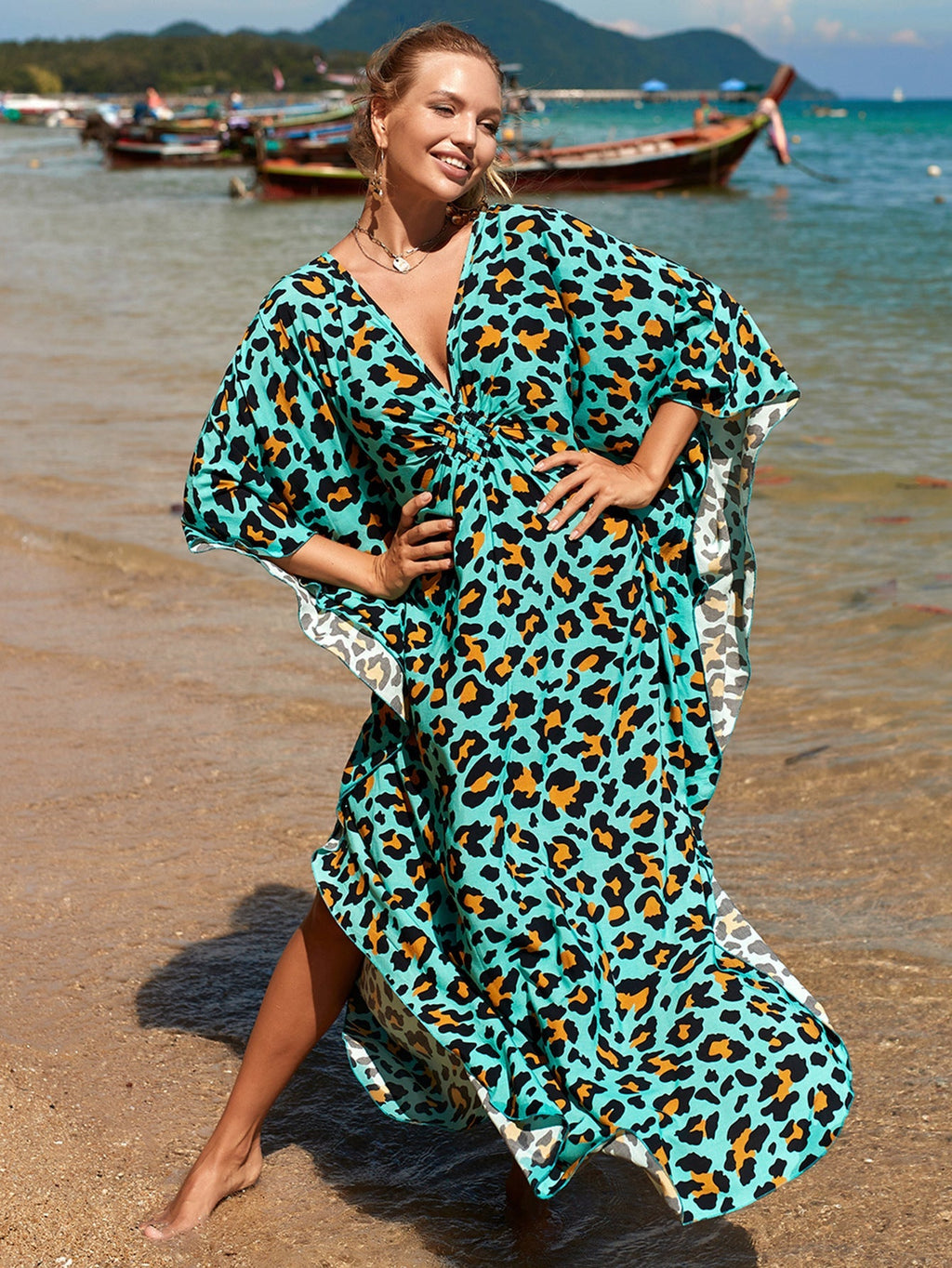 Rayon Printed Vacation Casual Beach Bikini Cover 2 Colors Bella Mia
