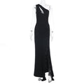 Spring Maxi Dress Elegant Sexy Slim One Shoulder Frill Ribbon Dress Bella Mia