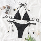 Women Sexy Bikini Women Plain Tassel Split Beach Swimsuit Suit Women Bella Mia