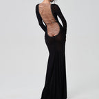 Autumn Women Clothing Sexy Mesh Backless Lace up Long Sleeve Super Maxi Dress for Women Bella Mia