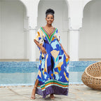 Printed Beach Blouse Loose Robe Vacation Sun Protection Shirt Beach Cover Up Bella Mia