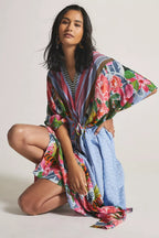 Positioning Two-Head Printed Pull-Belt Blouse Holiday Casual Beach Bikini Cover Bella Mia
