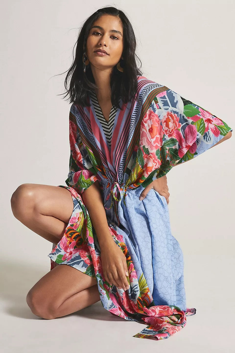 Positioning Two-Head Printed Pull-Belt Blouse Holiday Casual Beach Bikini Cover Bella Mia