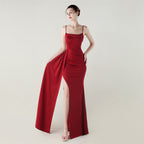 Camisole Tube Top Satin Pleated Fishtail High Slit Evening Dress Elegant Slim Dress for Dinner Ceremony Bella Mia