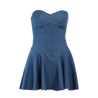 Summer Sheath A Line Sexy Tube Top Imitation Denim Dress Women Bella Mia