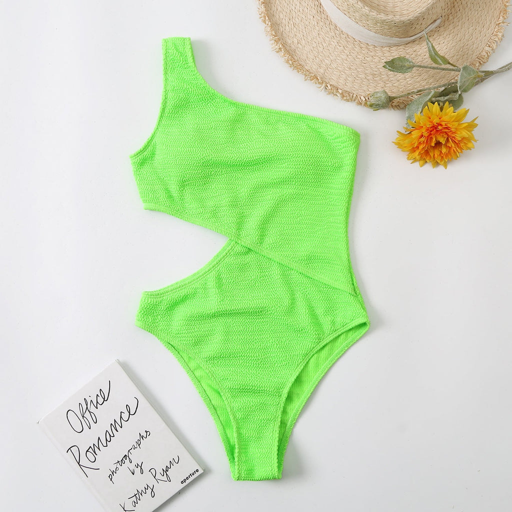 Swimsuit Wrinkle Champray Sexy Siamese One Shoulder Bikini Swimsuit Women Bikini Bella Mia