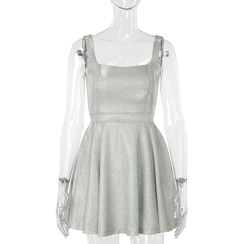 Sling Thin Glittering Waist Dress Dress Women Graceful Fashionable Short Dress Bella Mia