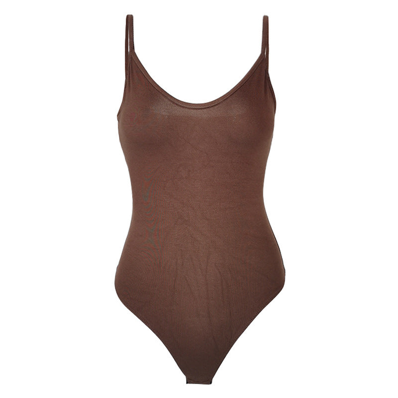 Sexy Tight T Shaped Bottoming Women Clothing Summer Backless V neck Strap Bodysuit Bodysuit Bella Mia