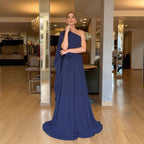 Spring Autumn Oblique Shoulder Chiffon Party Dress Loose Big Hem Women Dress Bella Mia
