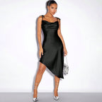 Satin Sling Dress Spring Summer Evening Dress Satin Sexy Women Clothing Bella Mia