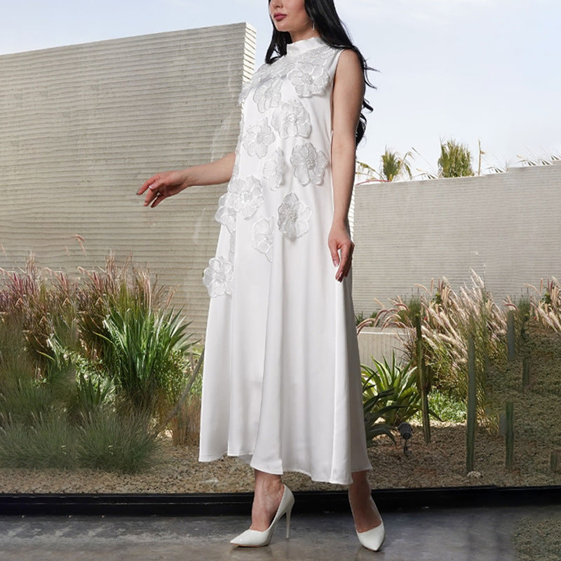 Dress Autumn Winter Heavy Industry Stitching Floral Sleeveless Slim Slimming Textured Dress Women Bella Mia