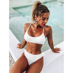 Wave Pattern Lady Sexy Split Triangle Strap Bikini Beach Nightclub Swimsuit