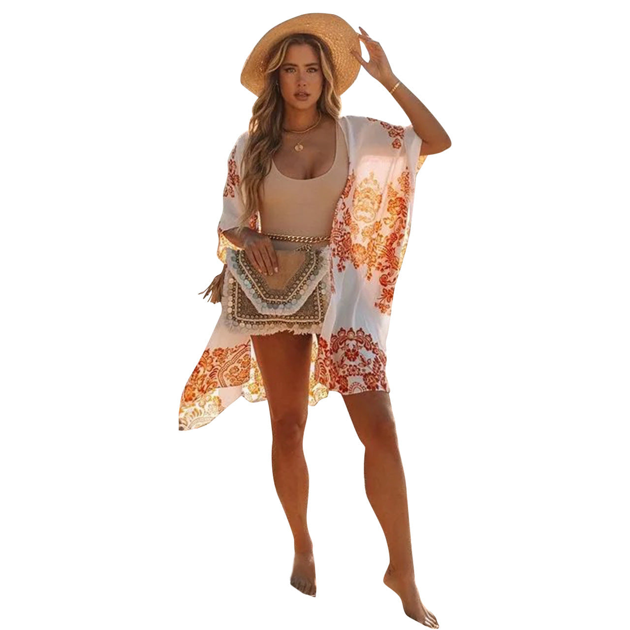 Spring Summer Jumpsuit Beach Vacation Swimsuit Chiffon Printed Two Piece Suit Bella Mia