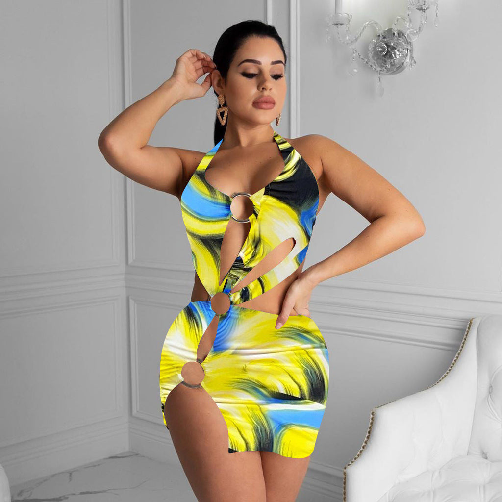 Women Clothing Women Swimsuit Colorful Printing Dress Bella Mia