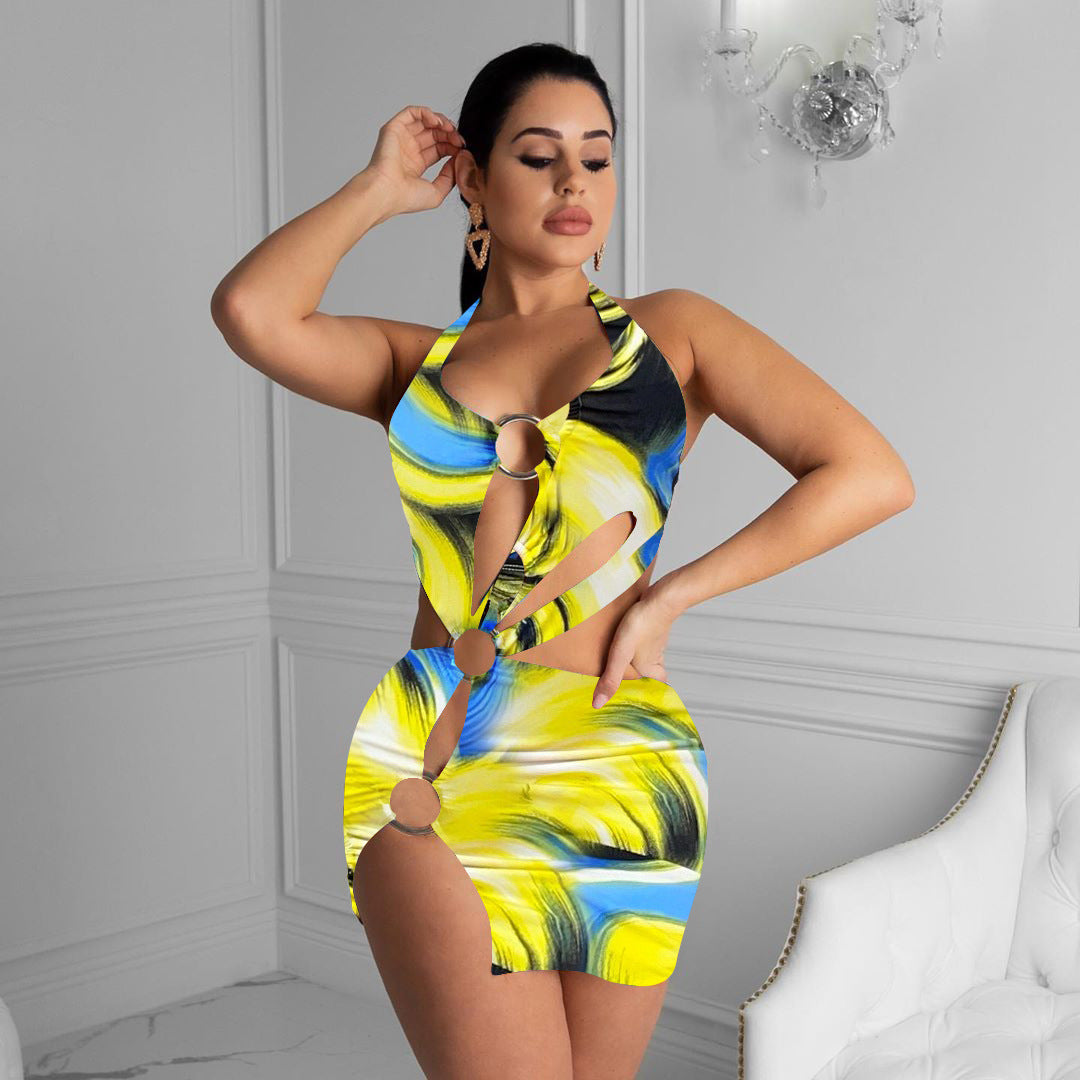 Women Clothing Women Swimsuit Colorful Printing Dress Bella Mia