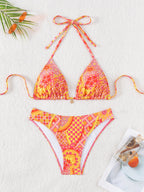 Bikini Printed Embellished Lace up Sexy Bikini Swimsuit Swimwear Women Bella Mia