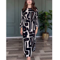 Spring Summer High Sense Geometric Abstract Pattern Printing Elegant Graceful Women Dress