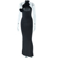 Sexy Halter Dress Solid Color Sleeveless Stitched Backless Asymmetric Bella Mia