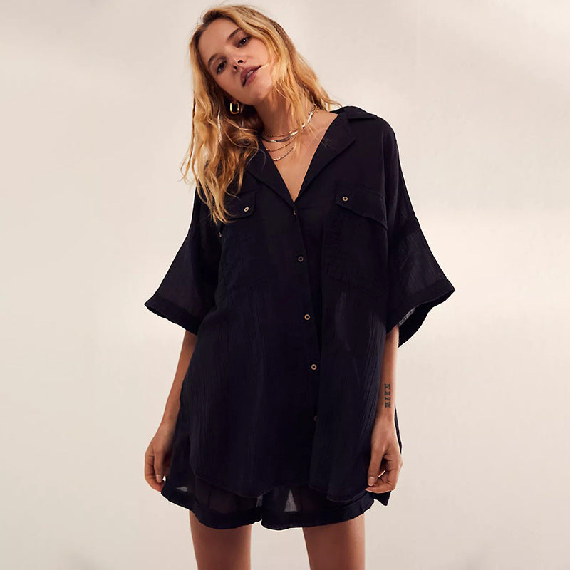 Bamboo Cotton Shirt Cardigan Beach Jacket Bikini Cardigan Seaside Vacation Swimsuit Sun Protection Clothing for Women Bella Mia
