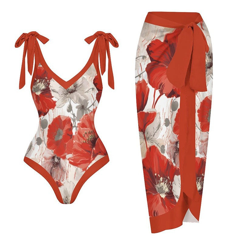 Siamese Conservative Cover Belly Thin Swimsuit Spring Bathing Suit Women Chiffon Beach Dress Bella Mia
