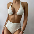 Sexy Solid Color High Waist Split Bikini Women Summer Swimsuit Halter Triangle Cup Swimsuit Bella Mia