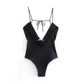 Summer Sling Solid Color All-Matching Open Design Backless Bodysuit Bella Mia