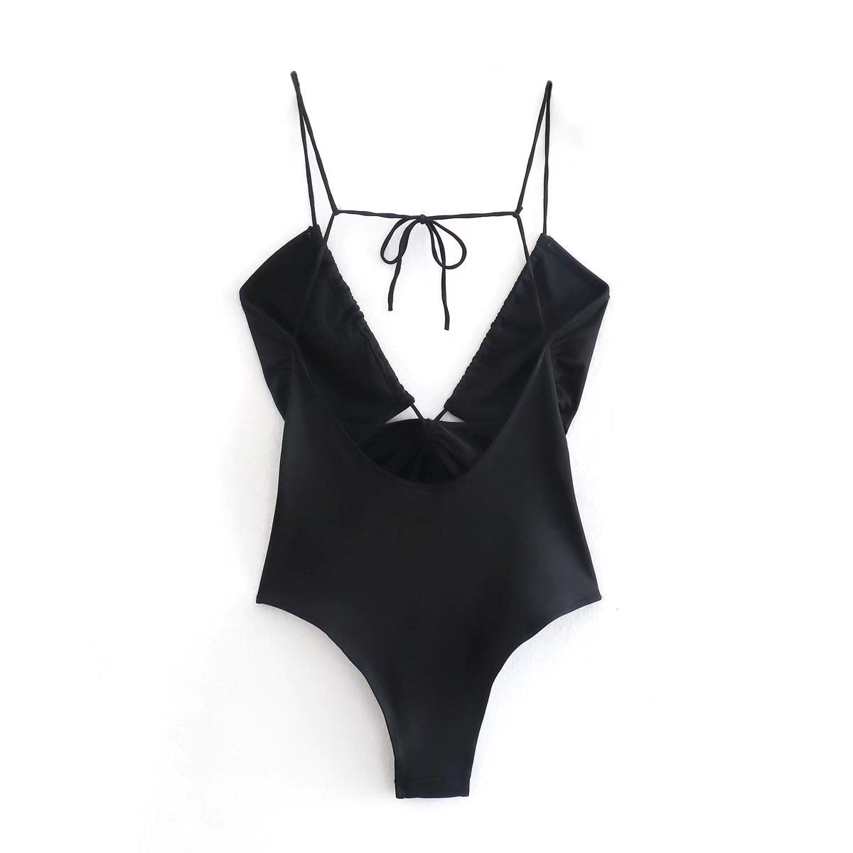 Summer Sling Solid Color All-Matching Open Design Backless Bodysuit Bella Mia