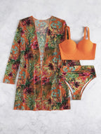 Sexy Mesh Bikini Three Piece Push up Split Printed Swimsuit for Women Bella Mia