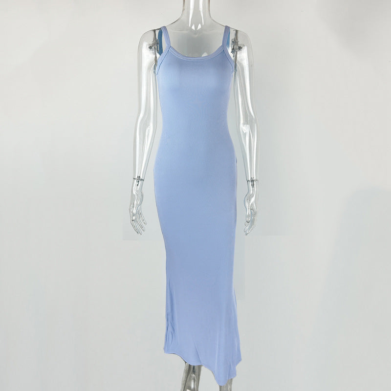 Summer Women Clothing Sexy Slim Fit Drape Sunken Stripe Strap Dress