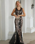 Short Sleeve Dress Women Sleeveless Sequined Mesh Fishtail Evening Dress Bella Mia