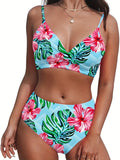 Backpack Ruffled Spaghetti Straps Vest High Waist Print Pleating Briefs Tankini Swimsuit Bella Mia