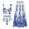 Printed High Grade High Waist Split Swimsuit Women Set Dress Bikini