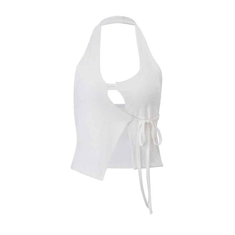 Women Clothing Summer Sexy Backless Lace up Cardigan Halter Design Vest Top for Women Bella Mia