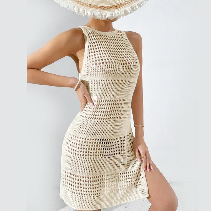 Beach Dress Knitted Hollow Out Cutout Sexy Backless Beach Vacation Bikini Swimsuit Blouse Women Bella Mia