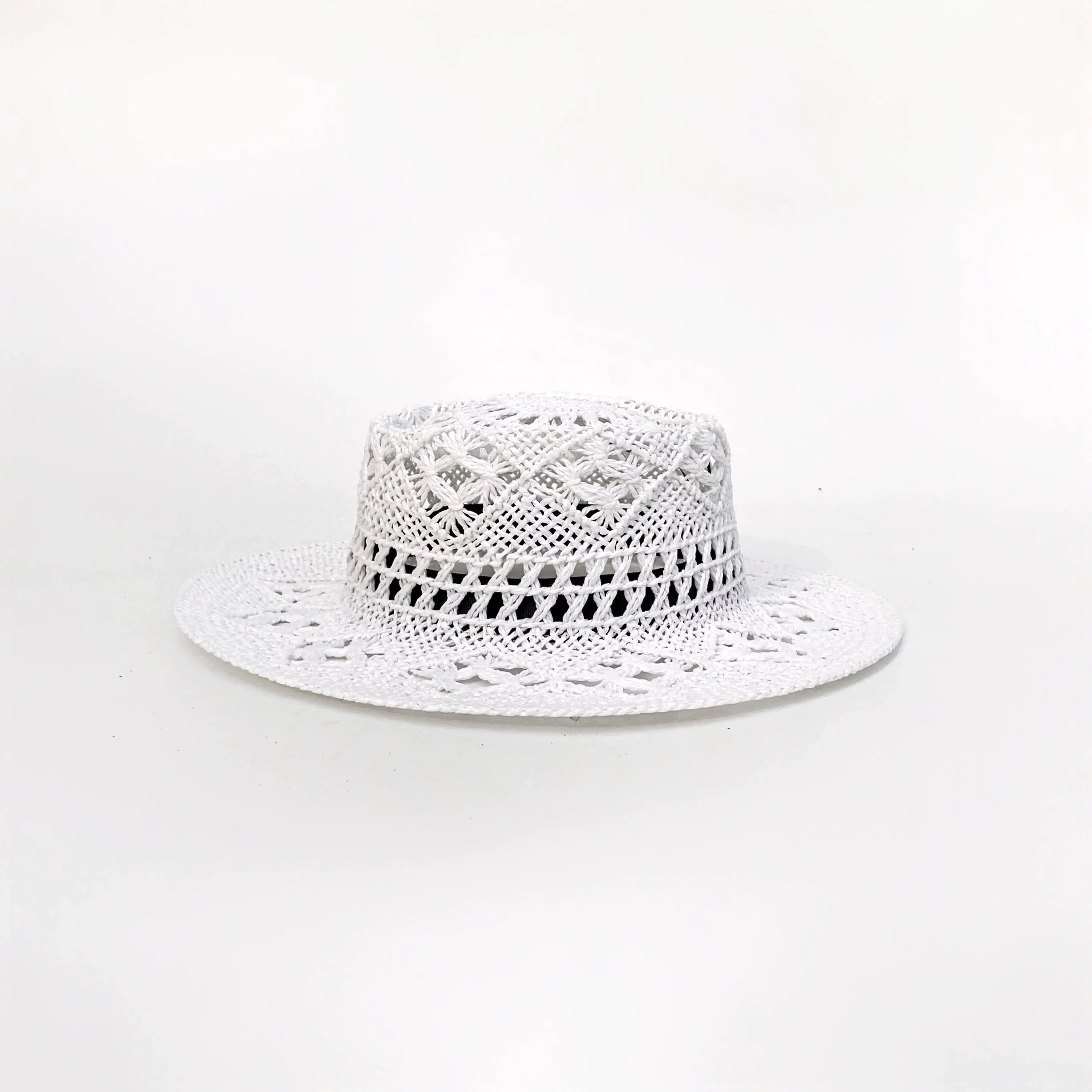 Fashion Style Spring/Summer Weaving Hollow Hand-Knitted Panama Vacation Wide Brim Straw Hat Sun Protection Sun Shade Outing Beach Hat