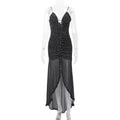 Women Clothing Summer Sexy Vacation Polka Dot Floral Print Slit Slim Strap Dress Bella Mia