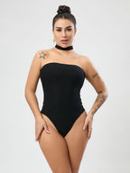 Black Sexy Jumpsuit High Quality Stretch Halter Tube Top Outer Wear Backless Top Women Clothing Bella Mia