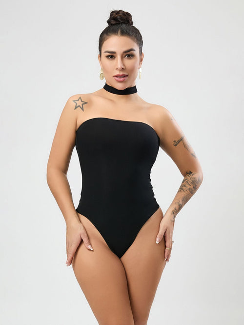 Black Sexy Jumpsuit High Quality Stretch Halter Tube Top Outer Wear Backless Top Women Clothing Bella Mia