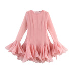 Laminated Ruffled Tulle Tutu Dress Summer Sweet round Neck Flared Sleeves Slim Fit Short Mini Dress Bella Mia