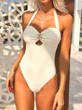 Ladies One Piece Metal Floral Lace up One Piece Bikini Swimsuit Bikini Bella Mia