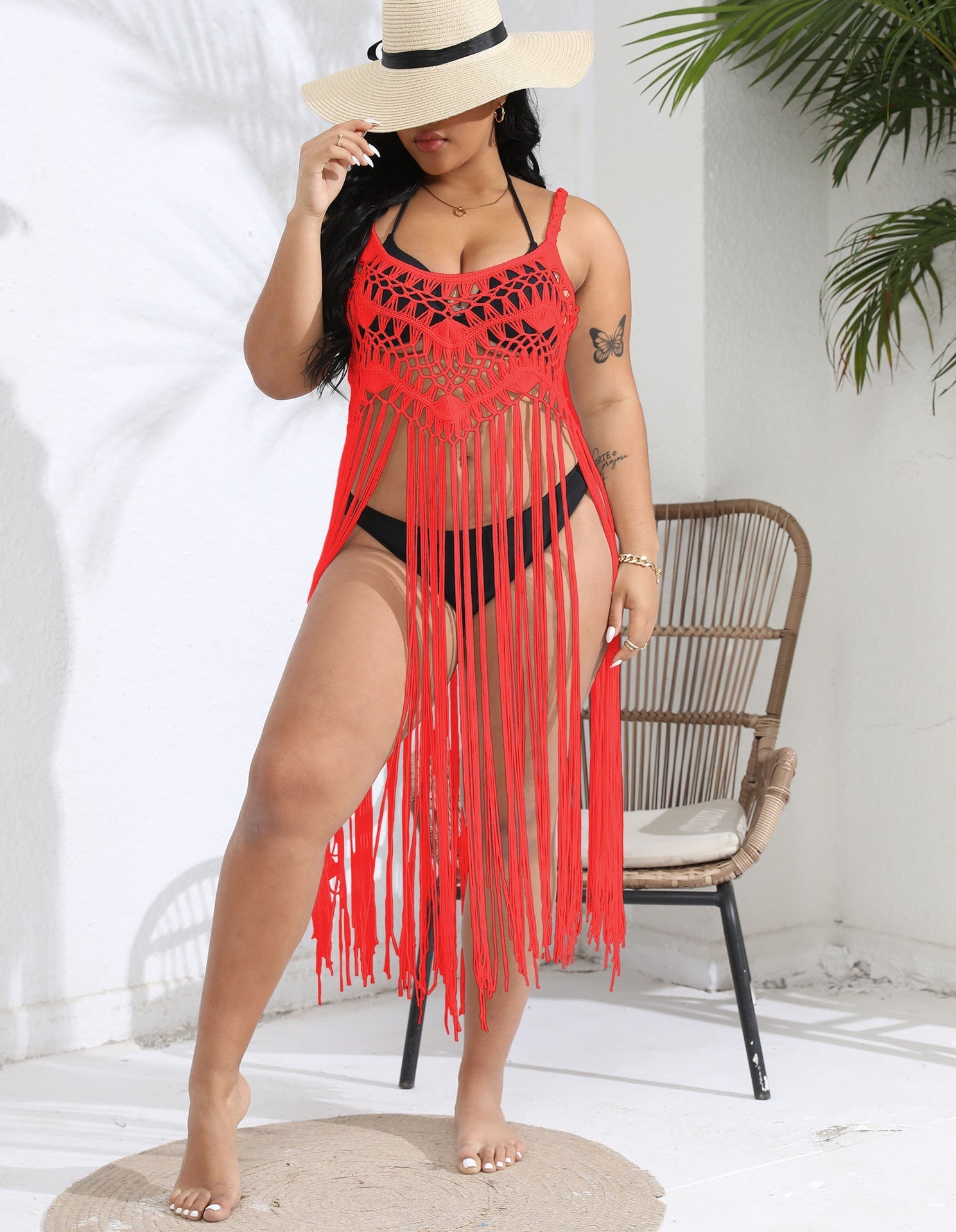 Women Beach Vacation Blouse Bikini Overclothes Tassel Patchwork Cami Dress Bella Mia