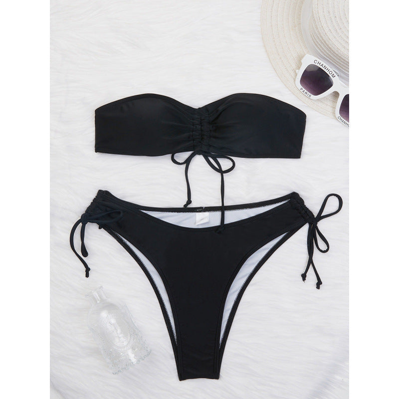 Split Swimsuit Women Tube Top Swimsuit Solid Color Bikini Sexy Bikini Swimsuit Bella Mia
