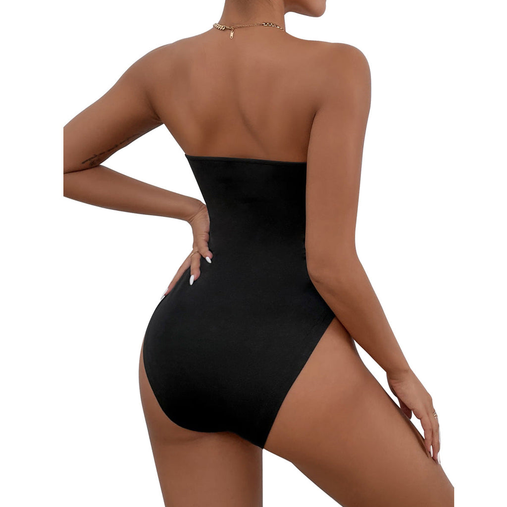 Women Patchwork Bodysuit Three-Dimensional Slim Fit Bodysuit Basic Strapless Tube Top Bodysuit Women Bella Mia